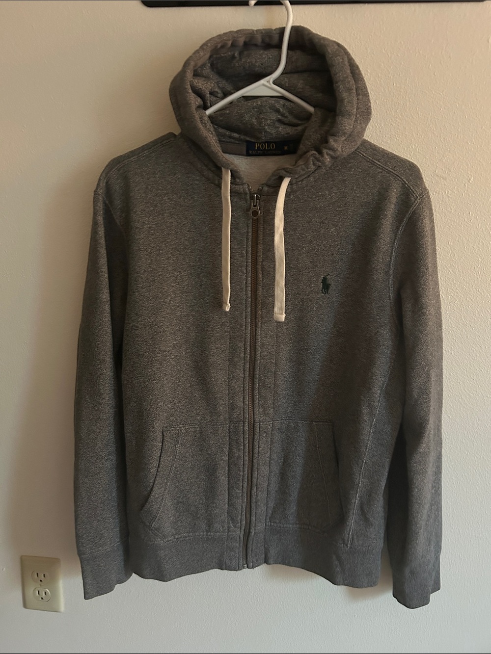 Polo by Ralph Lauren Ash Heather Gray Zip-Up Midweight Fleece Men Hoodie :M